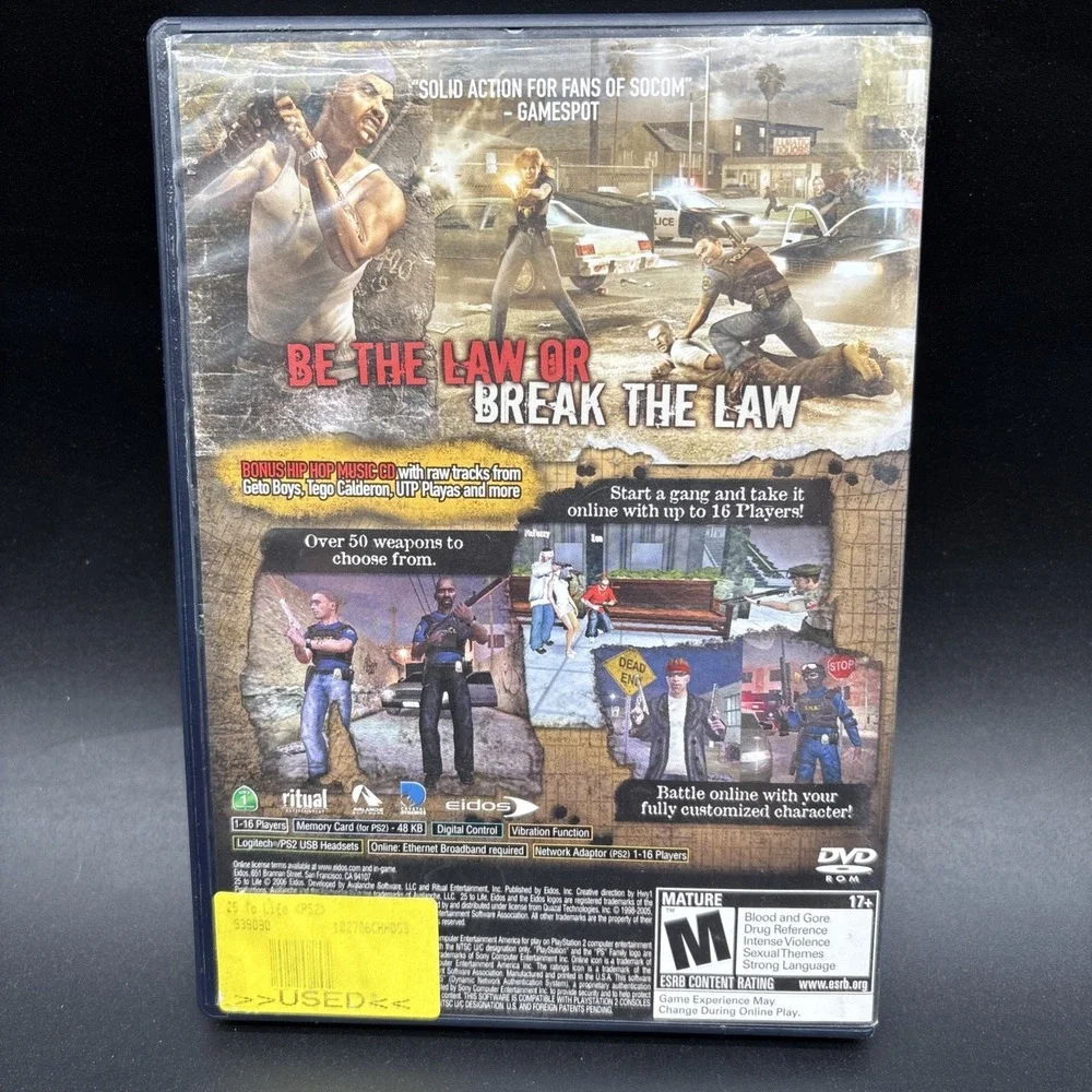 25 to Life (2006, Sony PlayStation 2, PS2) CIB, Complete Tested & Working